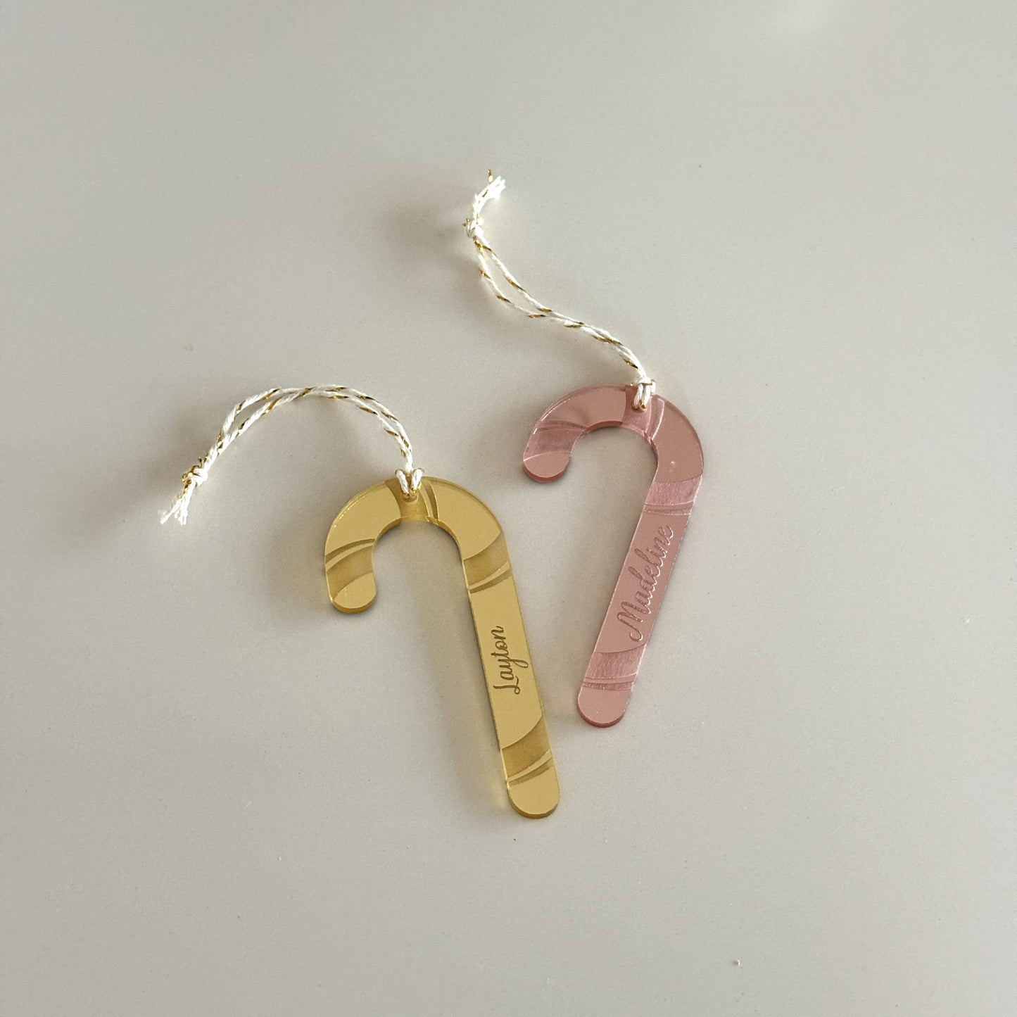 Personalised Candy Cane Christmas Decoration Mirror Acrylic