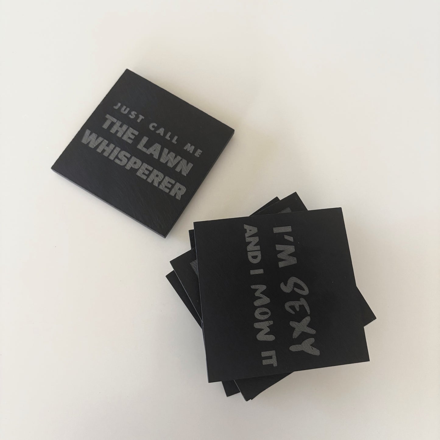 Slate Coasters Gift Set "Mow Enthusiast" 6 pack