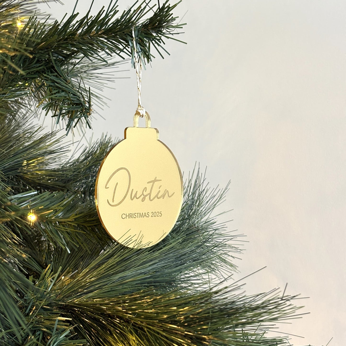 Personalised Name Christmas Ornament Mirror Acrylic Bauble Shape