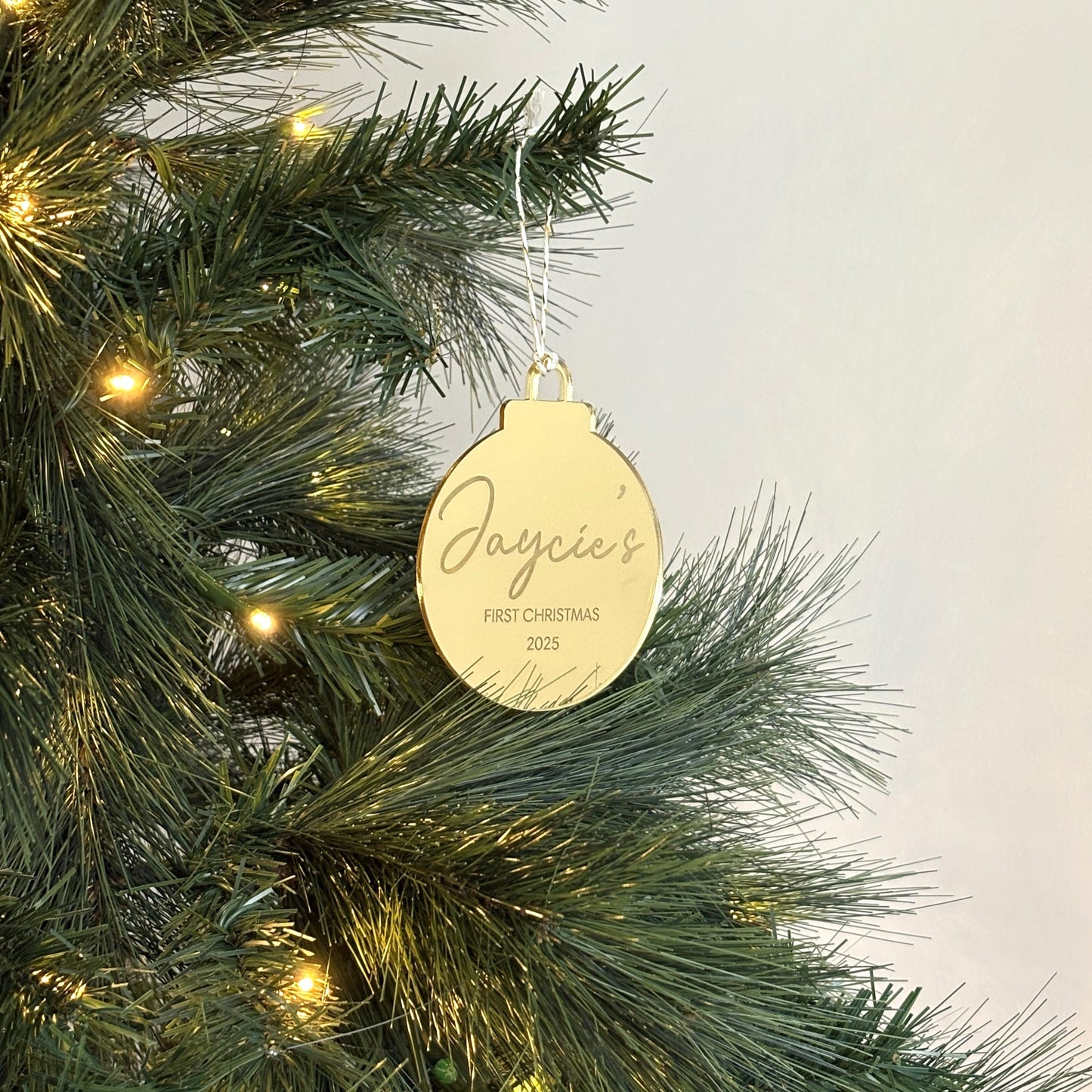 Personalised Name Christmas Ornament Mirror Acrylic Bauble Shape