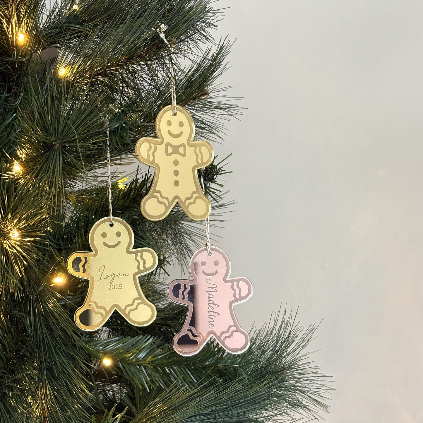 Personalised Gingerbread Christmas Ornament Mirror Acrylic