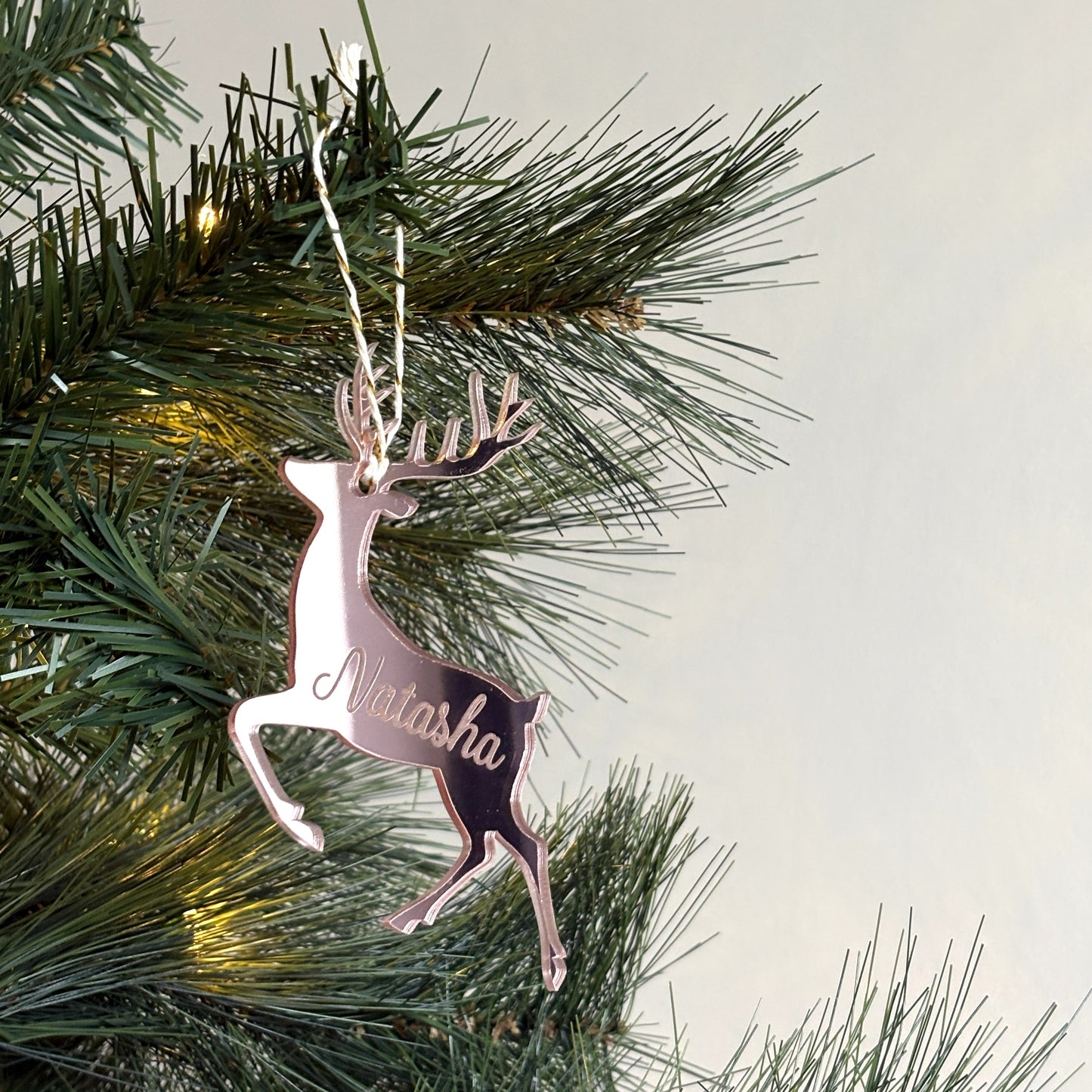 Personalised Reindeer Christmas Decoration Mirror Acrylic