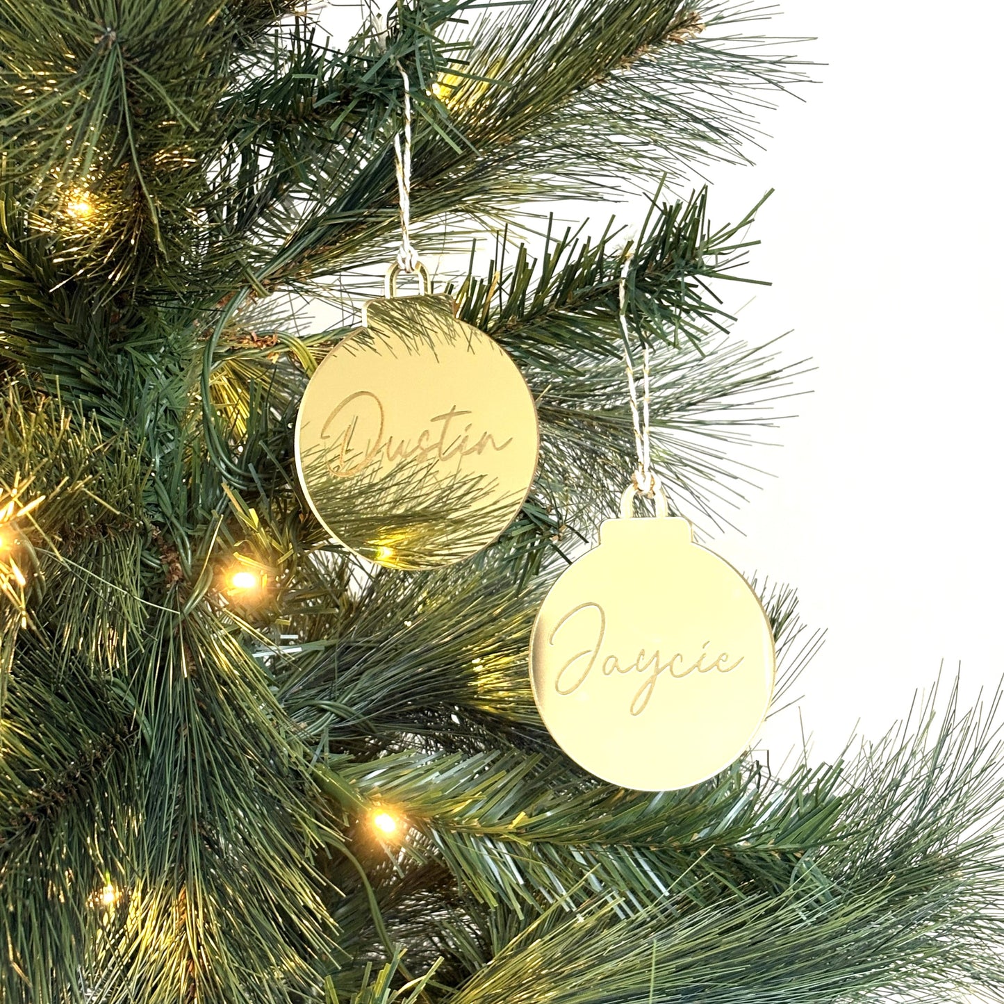 Personalised Name Christmas Ornament Mirror Acrylic Bauble Shape