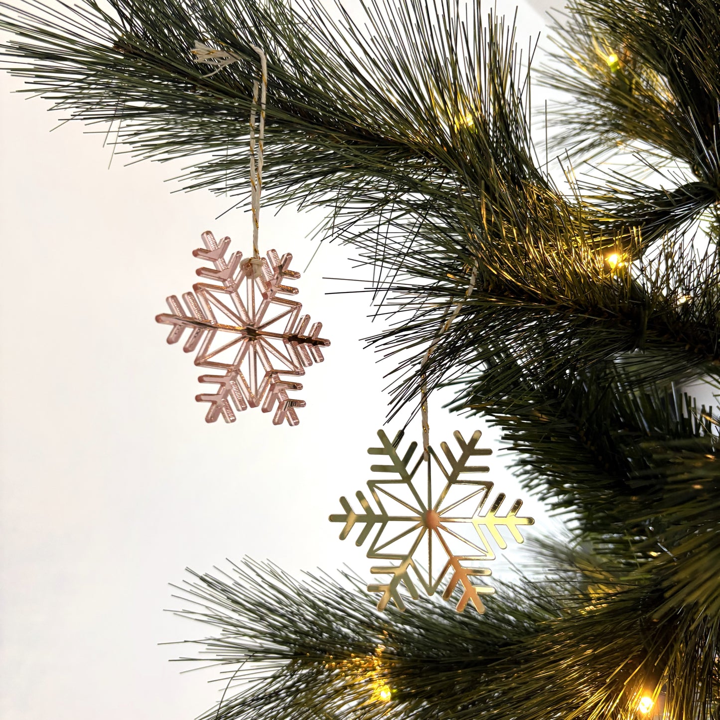 Snowflake Christmas Ornament Mirror Acrylic Set of 5