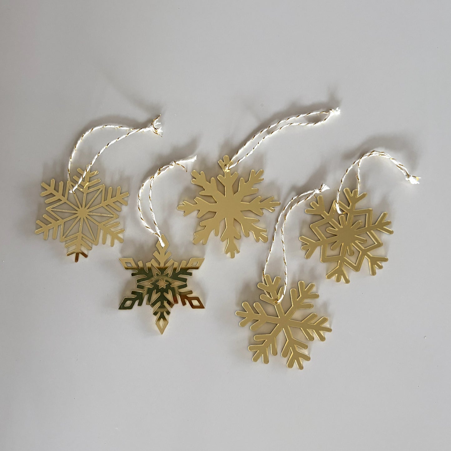 Snowflake Christmas Ornament Mirror Acrylic Set of 5