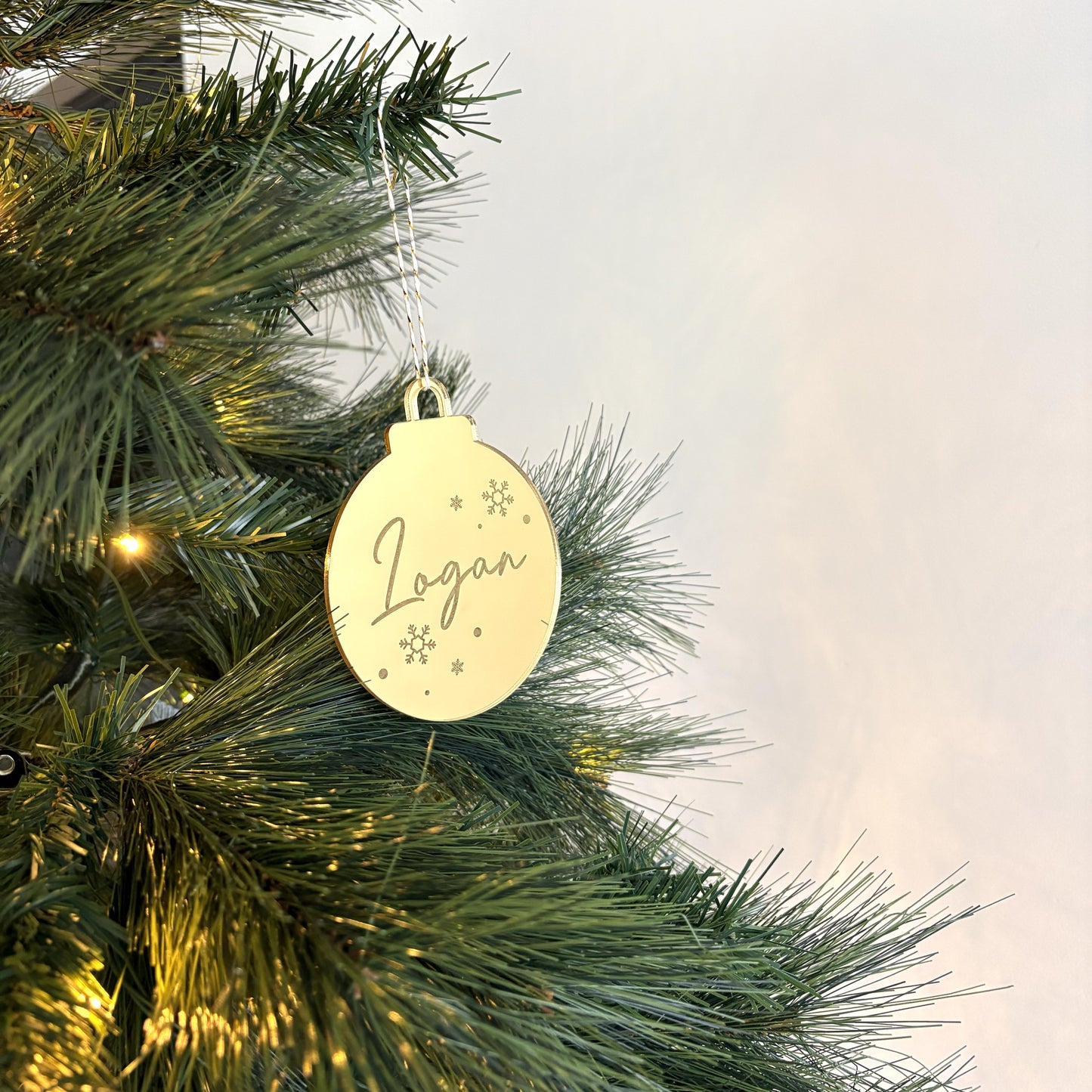 Personalised Name Christmas Ornament Mirror Acrylic Bauble Shape