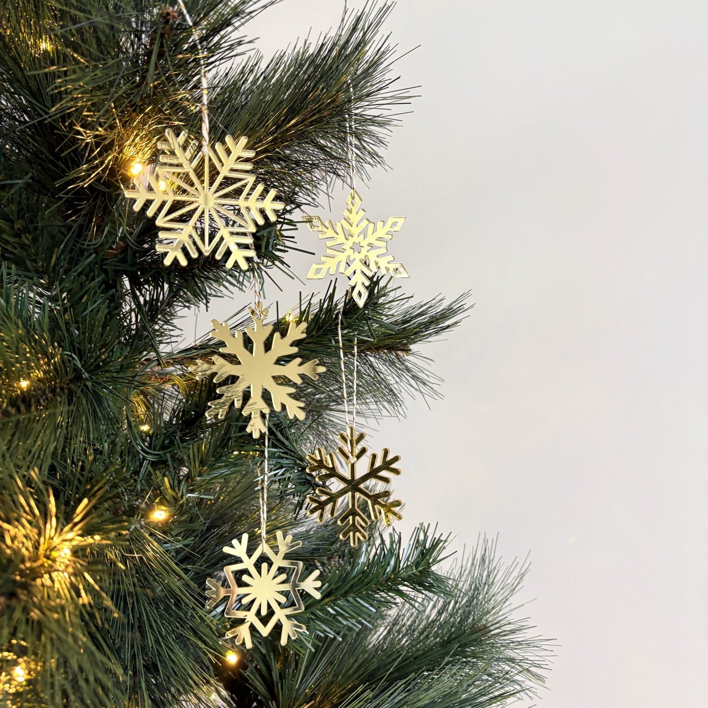 Snowflake Christmas Ornament Mirror Acrylic Set of 5