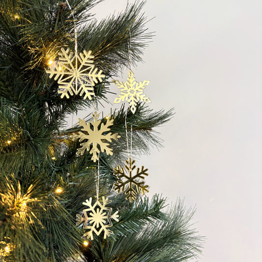 Snowflake Christmas Ornament Mirror Acrylic Set of 5